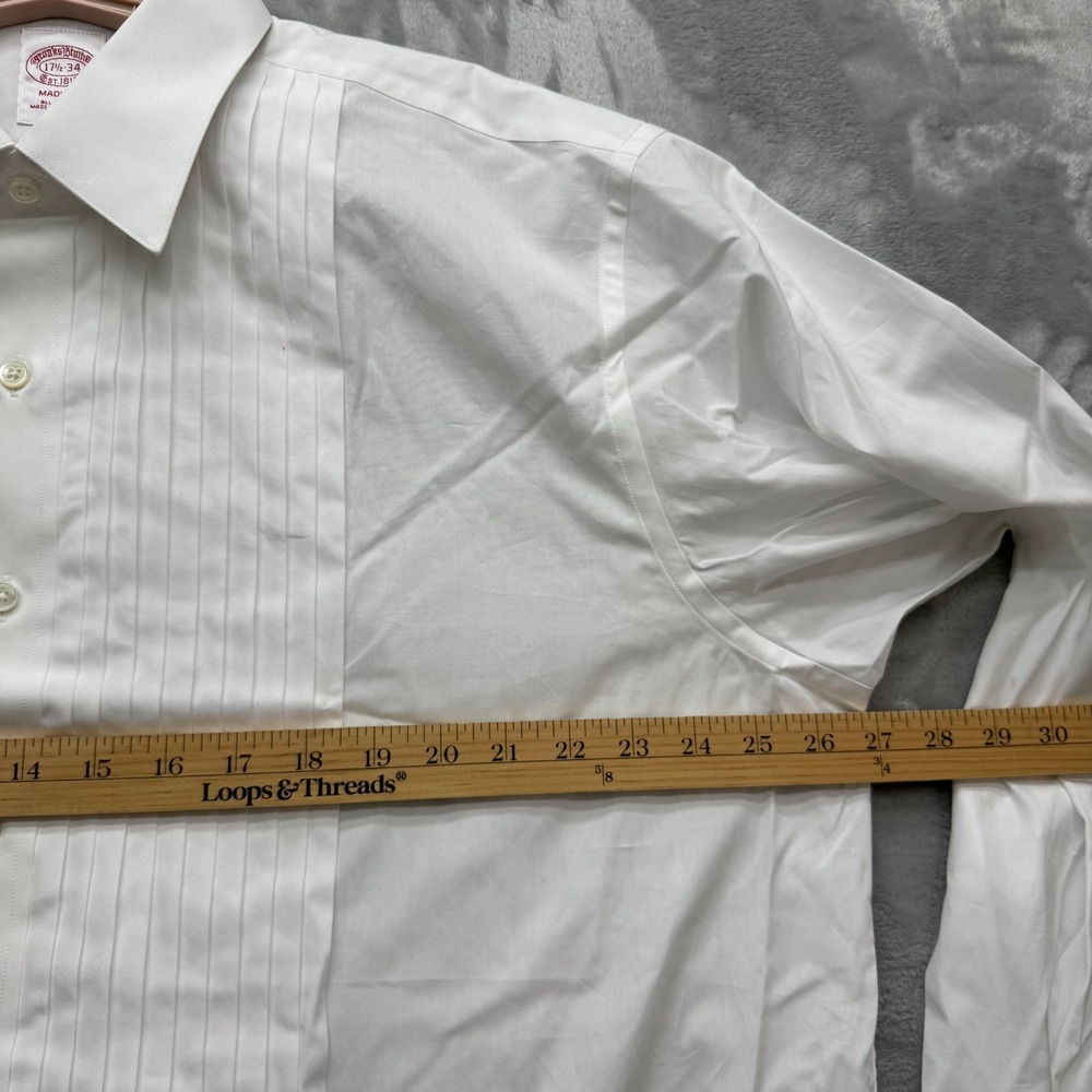 NWT Brooks Brothers Madison Fit Dress Shirt Mens 17.5 White Pleated Bib Tuxedo - Picture 6 of 11